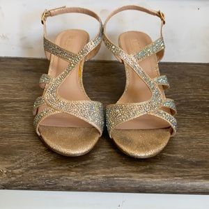 De Blossom Strappy Rhinestone Heels - Rose Gold